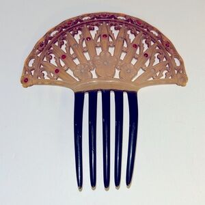 Antique Art Deco Celluloid Carved Hair Comb